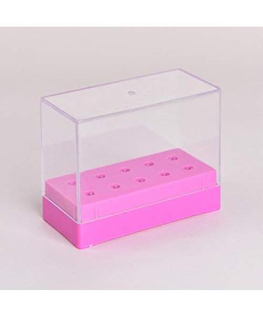 10 Holes White Bits Holder Exhibition Displayer Nail Drill Bit Holder Professional Manicure Tools 7.9 * 3.7 * 6.2cm 1pcs - (Color: Pink)