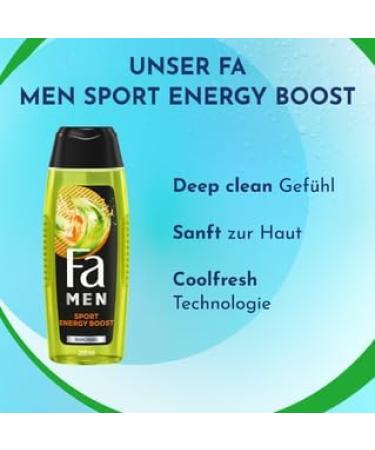handle Fa MEN Sport Double Power Power Boost Body & Hair 3 x 250 ml 3in1 formula for body hair and face activate your body mind and senses with the refreshing scent of Guarana & ginseng - Buy Online on GoSupps.com