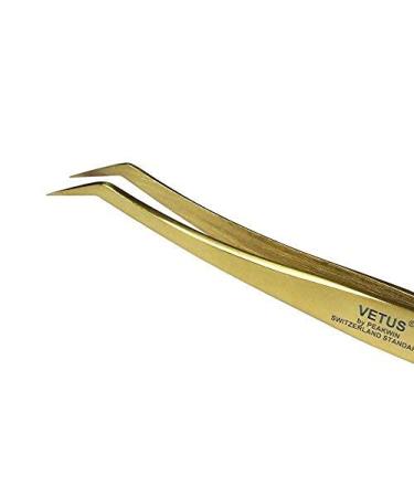 Vetus Stainless Steel Straight Tip Tweezers for Eyelash & Eyebrow Extension - Golden (MCS-19) - Buy Online on GoSupps.com
