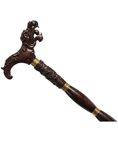 Wooden Sticks Solid Wood Old Wooden Mahogany Carved Rosewood Crutches Leading Black Old Wood Wooden Cane Hand-Carved Ideal for Men or Women with Active Out - Buy Online on GoSupps.com