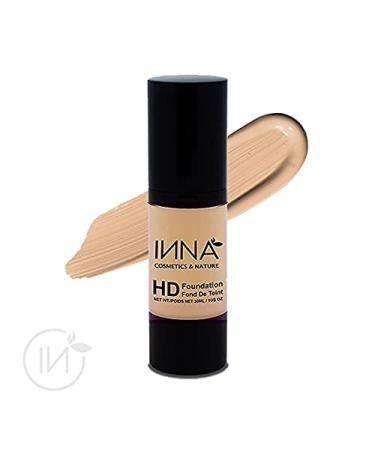 Inna Cosmetics & Nature HD Liquid Foundation - Vegan, Gluten-Free, Paraben-Free, Oil-Free, Mineral, Cruelty-Free, with Sun Protection and Antioxidants - Made in Canada - 30ml (Extra Light Porcelain/Medium Po...) - Buy Online on GoSupps.com