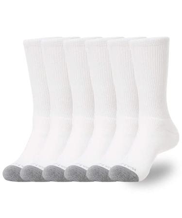 WANDER Men's Cushion Crew Socks 3-6 Pairs Athletic Running 6-8/8-13/12-15 Socks Men Cotton Sport Wicking Work A Crew Socks:6 Pairs White 6-8