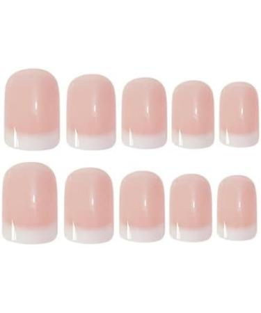 Noapasa French Short Press On Nails Square Fake Nail with Nail Glue Reusable Semi-Transparent Stick On Nails 24PCS (Pink) - Buy Online on GoSupps.com
