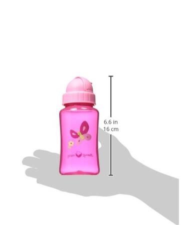Green Sprouts Straw Bottle - 10oz | Silicone Straw for Healthy Development | Spill-Proof Flip-Cap | Dishwasher Safe - Pink - Buy Online on GoSupps.com