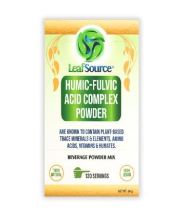 LEAFSOURCE Humic & Fulvic Acid Powder 60g (120 servings of 500mg each) known to contain Plant-Based Trace Minerals Amino Acids & Vitamins Zero Chemicals Sugar Free & Gluten Free 60 gm