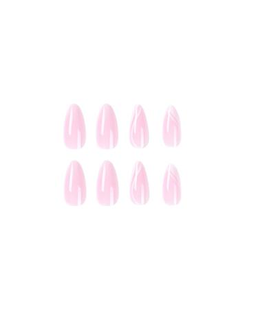 Pink French Press Nails - Medium Almond Camellia Acrylic Press-On Nails with Daisy - Perfect for Lovely Manicures - Buy Online on GoSupps.com