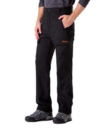 clothin Men's Insulated Pants Fleece Lined Snow Pants Softshell Water and Wind-Resistant Small/30" Inseam Black(6 Pockets)