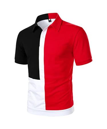 YHAIOGS Mens T Shirts Mens T Shirt Graphic Mens Advantage Performance Short Sleeve Polo Shirt Men Short Sleeve Shirt Men Shirt 105-red Small
