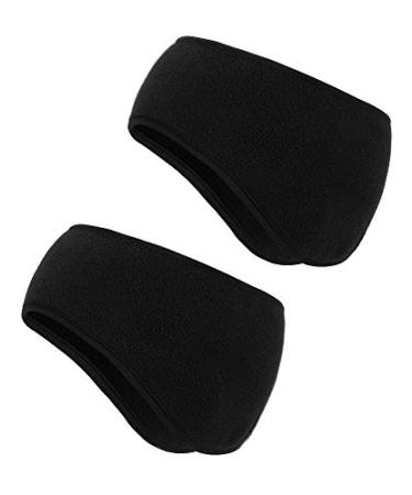 Boao 2 Pieces Ear Warmer Headbands Fleece Winter Headbands for Adult Kids Winter Using Black