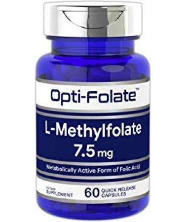 L Methylfolate 7.5 mg | 60 Capsules | Optimized and Activated | Non-GMO, Gluten Free | Methyl Folate, 5-MTHF | by Opti-Folate