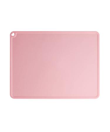 JiangYanus Silicone Pet Feeding Mat for Dog Cat Bowls, Waterproof Pet Food Mat Tray with Edges, Non Slip Dog Cat Bowl Mats for Food and Water, Pet Bowl Mat Dog Placemats for Floors 16.1 x 12.2 inch Pink