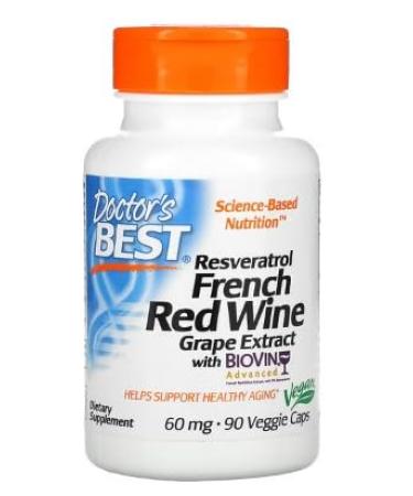 Doctor's Best French Red Grape Extract with Biovin 60mg - 90 Vegetable Capsules | Antioxidant Support