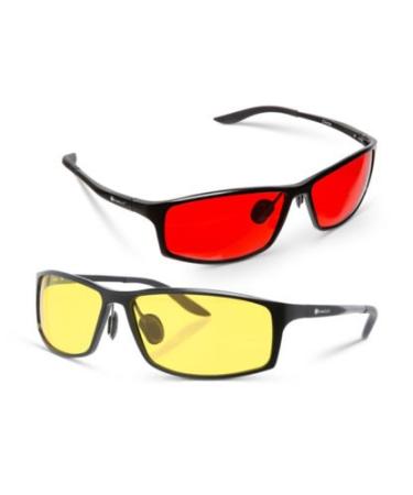TrueDark Elite Boxed Set (Daylights & Twilights) Blue Light Blocking Glasses to Reduce Eye Strain and UV Glare - For Men & Women Day & Night Computer Screen Gaming TV Phone - Elite by Dave Asprey