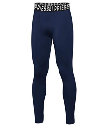 PRIESSEI Youth Boys' Compression Pants Kids Running Leggings Sports Football Tights Basketball Baselayer Blue Medium