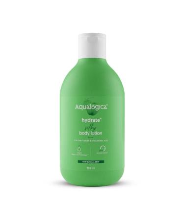 Aqu'alogica Hydrate+ Silky Body Lotion for Women & Men - With Coconut Water & Hyaluronic Acid for 24hr Moisturization - 300 ml (10.1 Fl Oz)
