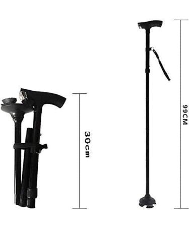 Adjustable Adjustable Crutches Folding Walking Cane with LED Light Pivoting Quad Base Adjustable Walking Stick for Man/Woman Older Parent's Gift - Buy Online on GoSupps.com