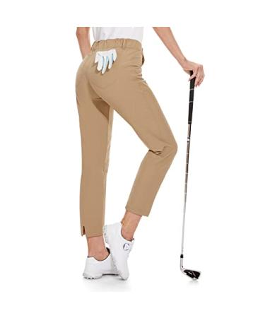 M MOTEEPI Womens Golf Pants Lightweight Stretchy Work Hiking Pants with Pockets Slim Fit Golf Apparel Khaki Large