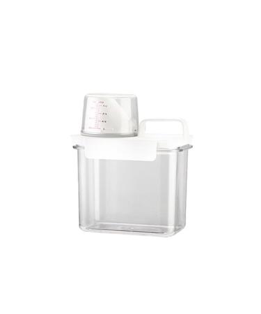 dijiusidy Washing Powder Fluid Container Sealed Tilted Mouth Refillable Lifting Handle Home Toilet Case with Measuring Cup 1100ml