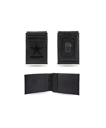 Rico Industries NFL Dallas Cowboys Black Personalized/Custom Laser Engraved Front Pocket Wallet - Slim/Light Weight - Great Gift Item Black Dallas Cowboys