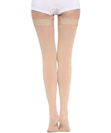 TOFLY Medical Thigh High Compression Stockings - Firm 20-30mmHg Graduated Compression Socks for Varicose Veins & Edema - Beige, S - Men & Women - Buy Online on GoSupps.com