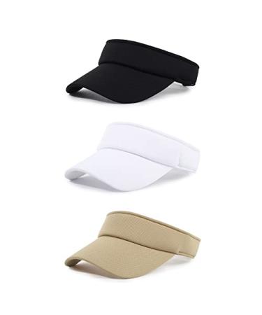 NTLWKR Sun Visor Hat Adjustable Velcro Outdoor Sports Cap for Men Women Adults #2 Black-white-khaki