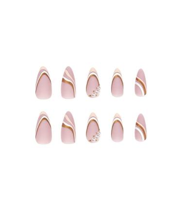 MURISE 24pcs Medium French Pink Press on Nails with Swirl and Pearls | Almond False Nails for Women and Girls - Buy Online on GoSupps.com