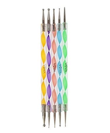Premium Nail Art Accessories Kit: 5 Double-Ended Dotting Tools 3 Detail Brushes 2000 Silver Decorations & 10 Decorative Strips for Stunning Nail Designs - Buy Online on GoSupps.com
