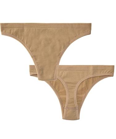 DANCEYOU Nude Briefs Seamless Thongs No Show Dance Gymnastics Underwear 2 Packs Panties Under Leotards for Kids and Women Small Petite