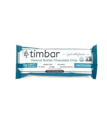 Timbar Protein Bars - Peanut Butter Chocolate Chip | Plant Based Non-GMO Gluten Free 13g Protein (12 Bars - Buy Online on GoSupps.com