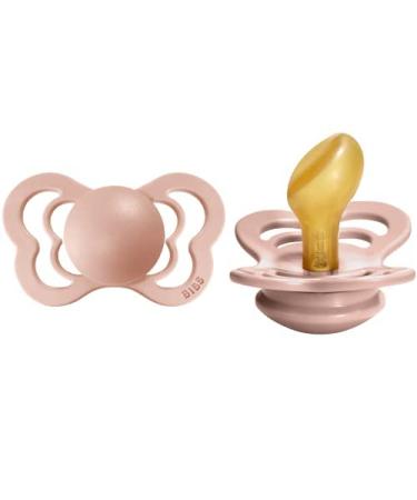 BIBS Pacifiers - Couture Collection | BPA-Free Baby Pacifier | Made in Denmark | Set of 2 Blush Color Premium Soothers | Size 6-18 Months