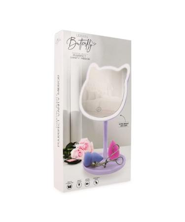 Puurrfect Mirror Gifts for Girls  Cute Cat Ears Shape Mirrors Makeup Choice for Teens with LED Lights Touch Control (Violet) Purple