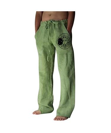 YHAIOGS Pants for Men Pants Jeans Men's Premium No Iron Khaki Straight Fit & Slim Fit Flat Front Casual Pant Pants Men Pants 232-green Large