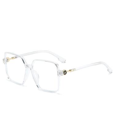 Square Computer Readers Oversized Anti Glare Blue Light Blocking Eyewear Reading Glasses Classic Flat Light Mirror +3.50 Clear