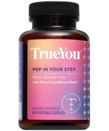 TrueYou Pep in Your Step Plant-Based Iron Supplement with B12, Folate & Vitamin C - 60 Vegetable Capsules - Buy Online on GoSupps.com