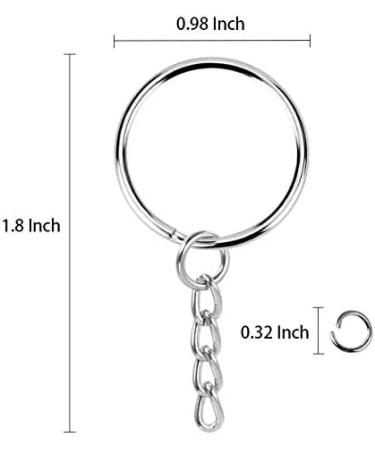 100 Pack 1 Inch Split Round Keychain Rings with Chain - Bulk Key Rings for Jewelry Making and Crafts - Buy Online on GoSupps.com