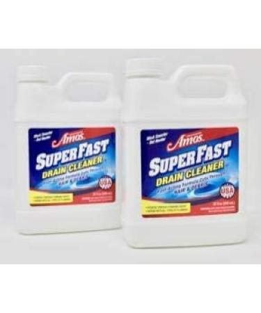 Professor Amos' Superfast Drain Cleaner 2 Pack Dissolve Hair, Grease, Food & Build Up Fast, 8-12 Applications