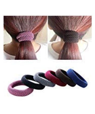 Khalee Hair Elastics Tie Stretch Ponytail Band Thick Hairs Elastics  6 PCS Mixed