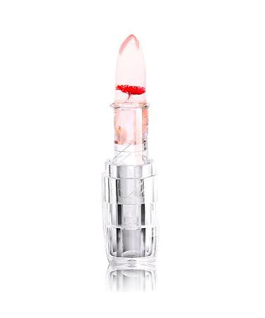 ACAMPTAR Flower Crystal Jelly Lipstick Temperature Change Color Lip Balm Waterproof Lipstick Red
