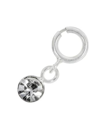 ND24 NailDesign Nail Piercing Silver With Clear Stone - 925 Sterling Silver - Nail Art Finger Foot