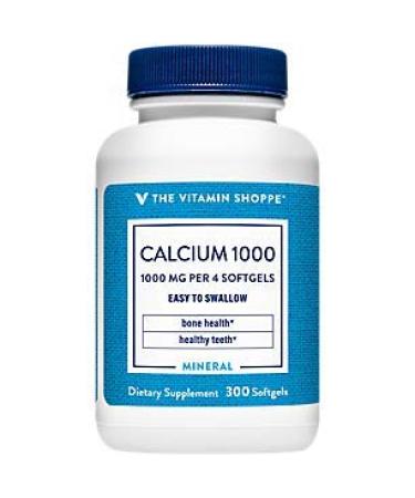 Calcium 1000mg  Mineral Essential for Healthy Bones Teeth  Added 400IU Vitamin D to Aid in Absorption Easy to Swallow (300 Softgels) by The Vitamin Shoppe