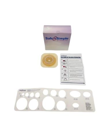 Safe n Simple 4" x 4" Diameter 2-Piece Ostomy Wafers with Solid Hydrocolloid - Extended Wear Flat 1 3/4" Flange Cut to Fit Beige - Ostomy Supplies - Ostomy Wafer - Ostomy Care Products - 5 Count 4" x 4" Extended - Flat Beige