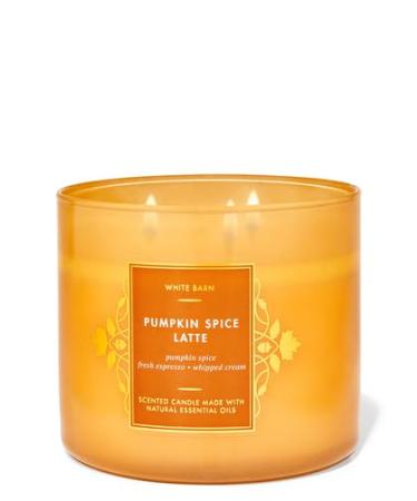 Bath & Body Works White Barn 3-Wick Candle w/Essential Oils - 14.5 oz - New Core Scents! (Pumpkin Spice Latte)