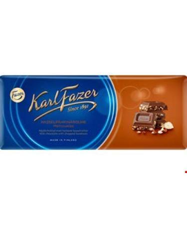 Karl Fazer Pack of 8 chopped hazelnuts in milk chocolate 200 g