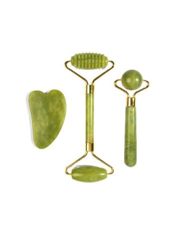 Gua Sha Stein Jade Roller and Gua Sha Set from Jade for face form and neck and decoltea Skincare facial scooter massage dermar roller