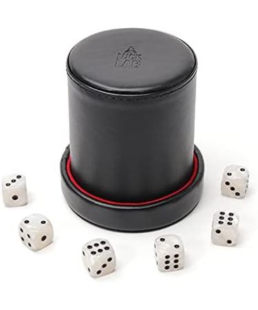 Luck Lab Black Leather Dice Cup with Lid & 6 Pearl Dice - Red Velvet Interior - Perfect for Board Games - Buy Online on GoSupps.com
