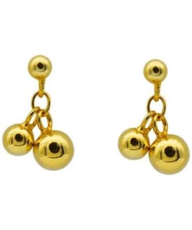 Ear Stud Earrings for Women Gold Double Round Beads Peas Ear Clips Simple Female Cherry Fashion Fruit Shape Ear Pin Party Gift e Ear Studs
