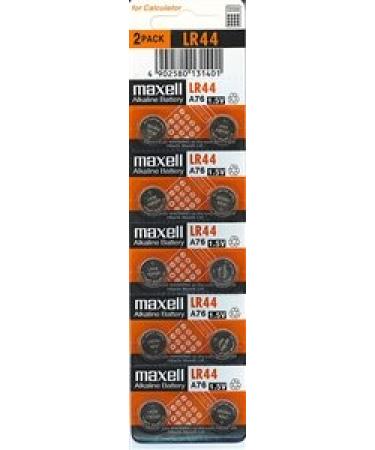 Maxell Batteries LR44 (A76&comma AG13) Alkaline Button Size Battery&comma On Tear Strip(Counts 10)