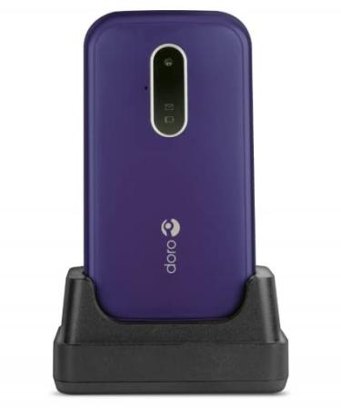 Doro 6620 Unlocked 3G Clamshell Big Button Mobile Phone for Seniors with 2.8" Screen SOS Button with GPS Talking Keys and Charging Cradle Included (Purple) UK and Irish Version