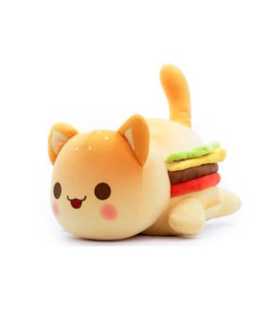 LAIBUY Hamburger Cat Plush Pillow Soft Kawaii Kitten Anime Plushie Hugging Pillow Cute Stuffed Animal Plush Toys Suitable Kids Boys Girls Birthday Christmas Day Gifts Orange-hamburger