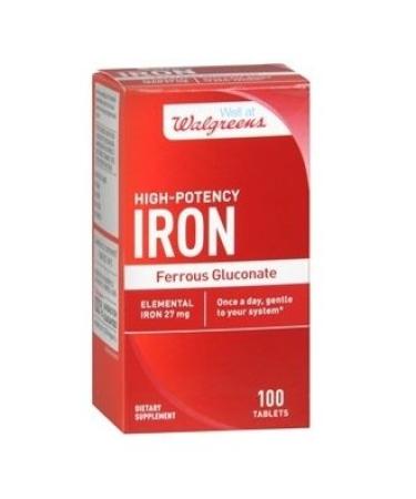 Walgreens High Potency Iron Ferrous Gluconate 27mg Tablets 100 ea